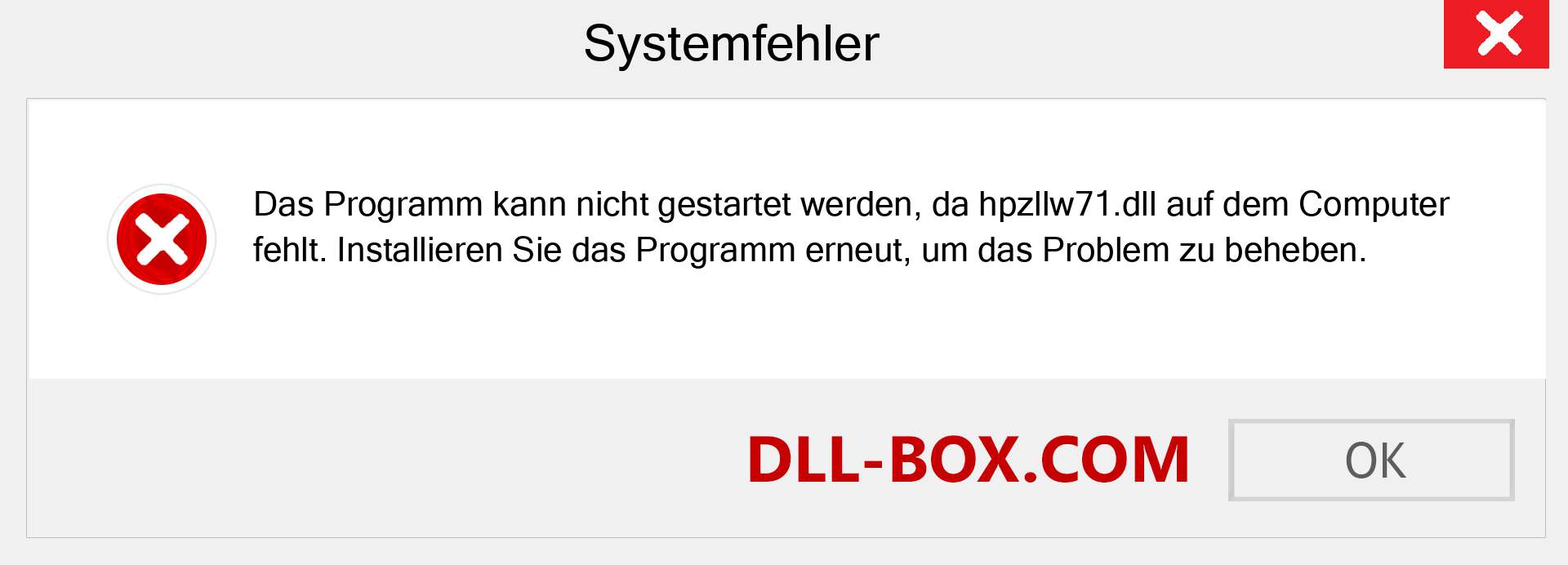 hpzllw71.dll-Datei fehlt?. Download für Windows 7, 8, 10 - Fix hpzllw71 dll Missing Error unter Windows, Fotos, Bildern