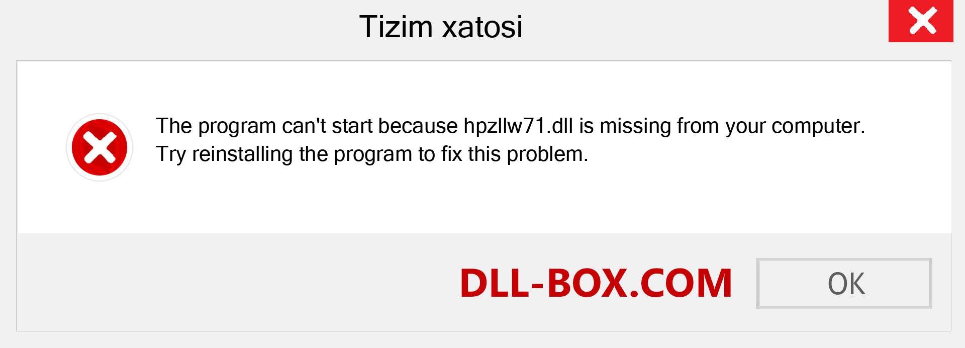 hpzllw71.dll fayli yo'qolganmi?. Windows 7, 8, 10 uchun yuklab olish - Windowsda hpzllw71 dll etishmayotgan xatoni tuzating, rasmlar, rasmlar